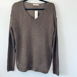 Francesca’s Harper Heritage Brown Knit Sweater Women’s Large NWT w/Elbow Patch
